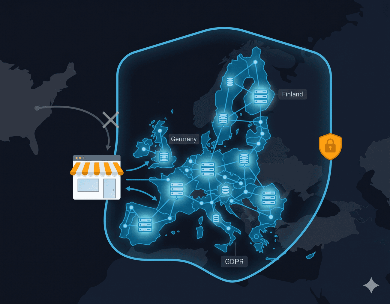 EU data residency — storefront, media and cache inside the EU